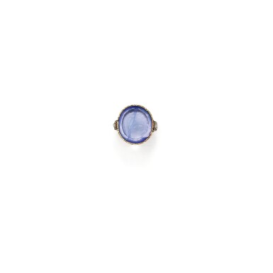 View full screen - View 1 of Lot 184. BAGUE SAPHIR ET DIAMANTS, FIN DU 19ÈME SIÈCLE | SAPPHIRE AND DIAMOND RING, LATE 19TH CENTURY.