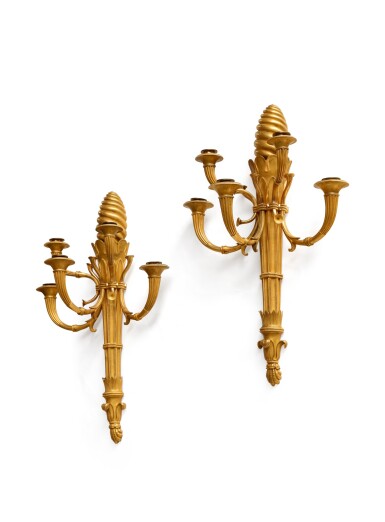 View full screen - View 1 of Lot 53. A PAIR OF EMPIRE GILT-BRONZE WALL LIGHTS ATTRIBUTED TO ANDRÉ-ANTOINE RAVRIO, CIRCA 1810 | .