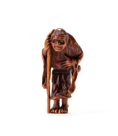 View full screen - View 1 of Lot 192. A carved wood study of Tekkai Sennin, Japan, Edo period, circa 1830 | 日本 約1830年 木雕鐵拐仙根付.