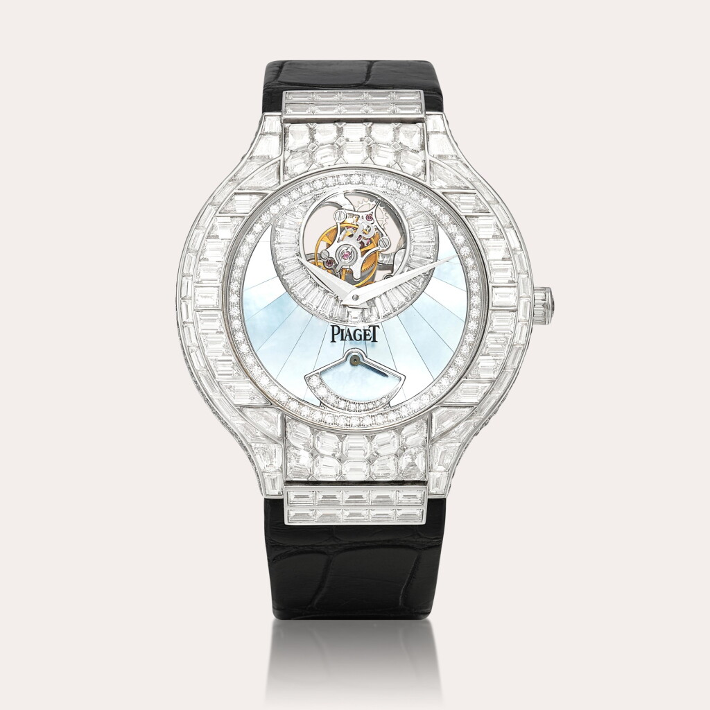 View full screen - View 1 of Lot 2173. Polo Tourbillon, Reference P10191 A white gold and diamond-set tourbillon wristwatch with mother-of-pearl dial and power reserve indication, Circa 2015.