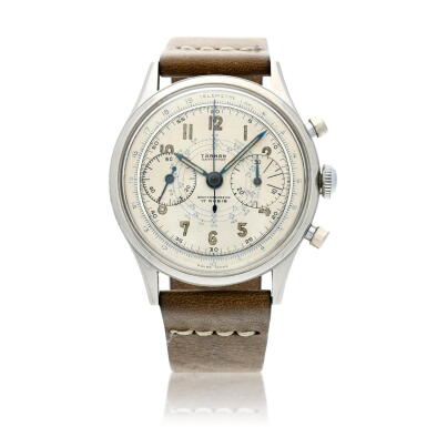 View full screen - View 1 of Lot 248. A stainless steel chronograph wristwatch, Circa 1950.