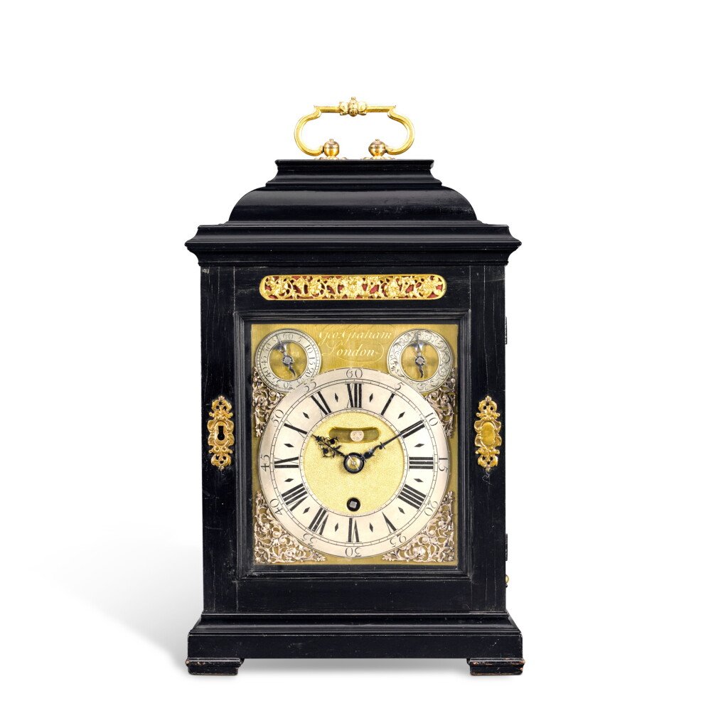 View full screen - View 1 of Lot 90. George Graham No. 615: an ebony silver-mounted quarter repeating table timepiece, London, circa 1725.