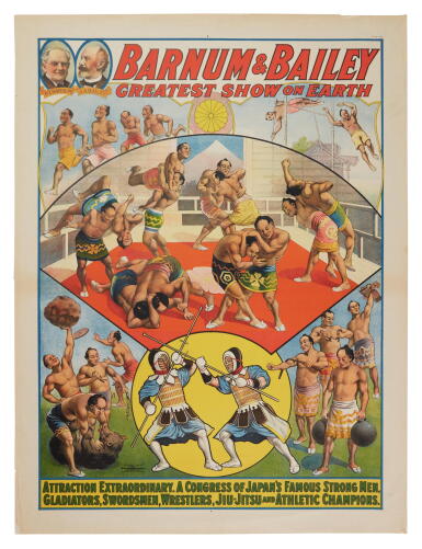 View full screen - View 1 of Lot 56. Barnum & Bailey Circus | A congress of martial artists and other athletes from Japan.