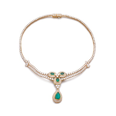 View full screen - View 1 of Lot 1004. Emerald and diamond necklace, 'Triade'.