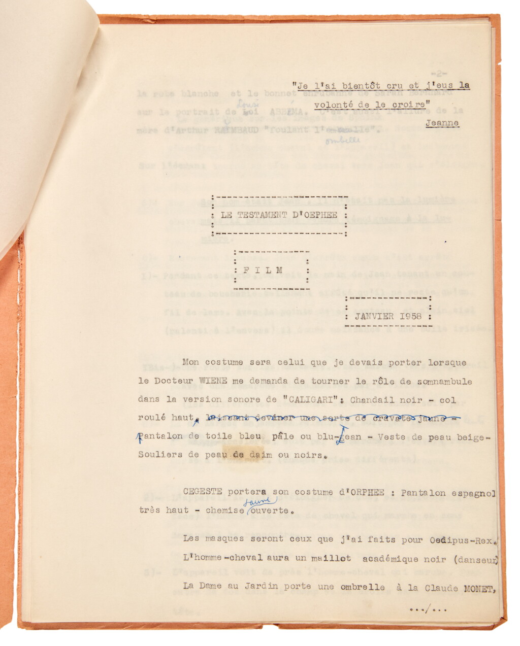 View full screen - View 1 of Lot 170. Jean Cocteau | Typescript screenplays and related correspondence.