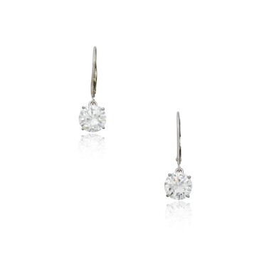 View full screen - View 1 of Lot 125. Pair of Diamond Earrings.
