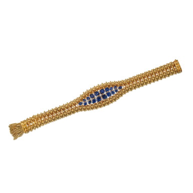 View full screen - View 1 of Lot 1626. SAPPHIRE AND DIAMOND BRACELET | CHARLES HOLL | 藍寶石 配 鑽石 手鏈.
