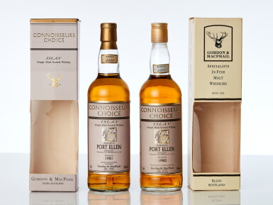 View full screen - View 1 of Lot 7628. Port Ellen Gordon & MacPhail Connoisseurs Choice 40.0 abv 1981 (1 BT70) & Port Ellen Gordon & MacPhail Connoisseurs Choice 40.0 abv 1980 (1 BT70).