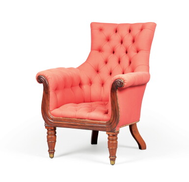 View full screen - View 1 of Lot 111. A Victorian carved mahogany armchair, late 19th century | Fauteuil en acajou sculpté, travail anglais, fin du XIXème siècle.
