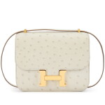 Gris Perle Ostrich Mini Constance 18 Gold Hardware, 2021