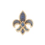 Sapphire and Diamond Clip-Brooch