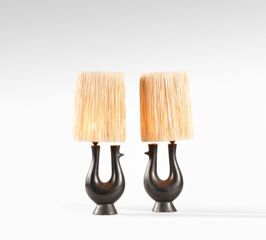 View full screen - View 1 of Lot 127. Paire de lampes.