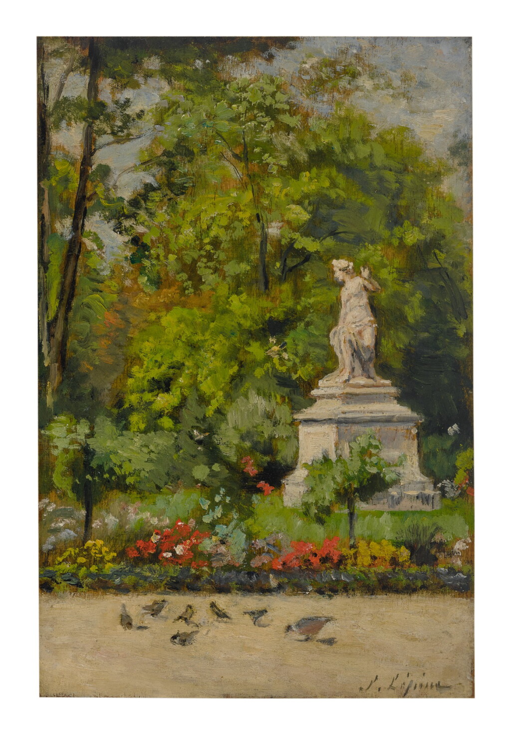 View full screen - View 1 of Lot 27. STANISLAS LÉPINE | AU JARDIN DU LUXEMBOURG AND LES QUAIS DE SEINE À PARIS - ÉTUDE: A DOUBLE-SIDED WORK.