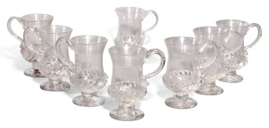 View full screen - View 1 of Lot 81. A SET OF EIGHT FLUTED GLASS COIN MUGS, 19TH/20TH CENTURY.