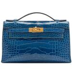 Bleu Izmir Shiny Mississippiensis Alligator Kelly Pochette Gold Hardware, 2019