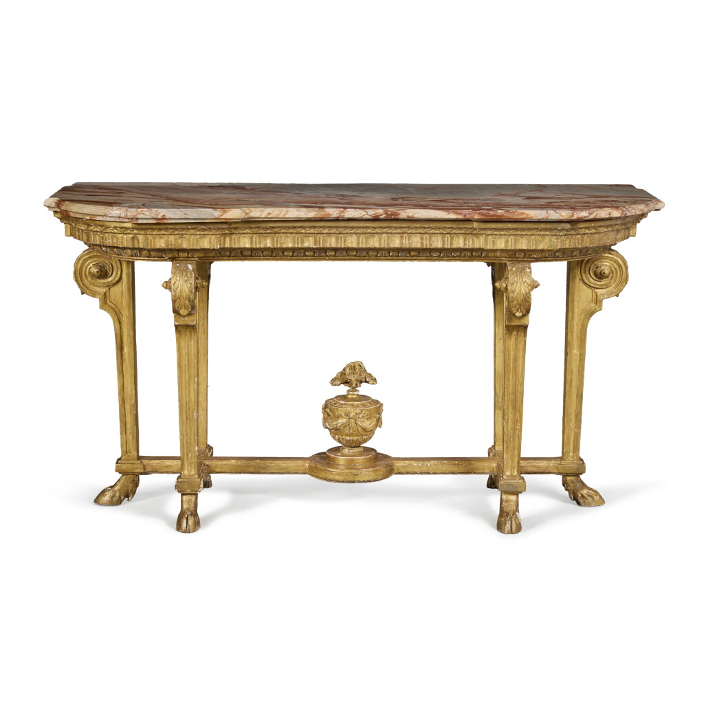 View full screen - View 1 of Lot 215. A Louis XVI Style Giltwood Console Table after the model supplied to the Petit Trianon in c.1765, Late 19th Century.