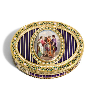 View full screen - View 1 of Lot 153. A gold and enamel snuff box, Jean-Etienne Blerzy, Paris, 1784.
