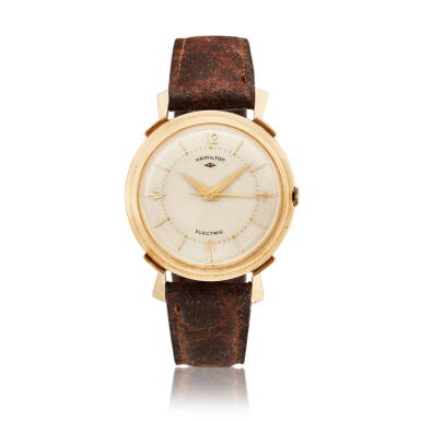 View full screen - View 1 of Lot 242. Electric, A yellow gold wristwatch, Circa 1960 .