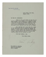 CALVIN COOLIDGE | Calvin Coolidge congratulates Myron Herrick, the U.S. Ambassador to France, on his speech at Saint-Nazaire, defending the Mellon-Bérenger Accord