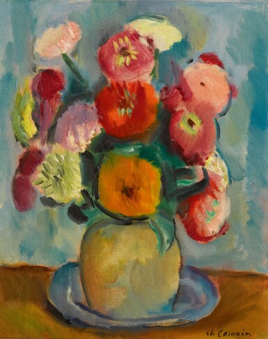 View full screen - View 1 of Lot 486. CHARLES CAMOIN | ZINIAS AU POT DE GRÈS.
