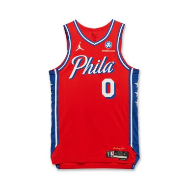 View full screen - View 1 of Lot 9. Tyrese Maxey Philadelphia 76ers 2025-2026 Emirates NBA Cup Game Worn Statement Edition Jersey | Double-Double.