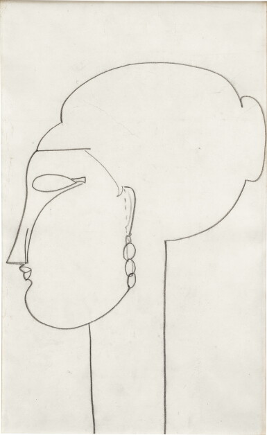 View full screen - View 1 of Lot 252. Amedeo Modigliani 亞美迪歐・莫迪里安尼 | Tête de profil 側面頭像.
