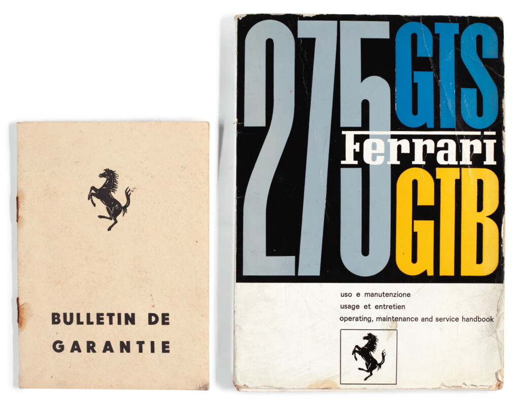 View full screen - View 1 of Lot 3. GEORGE HARRISON | Ferrari handbook and Guarantee booklet for Ferrari 275 GTB, dated 1965.