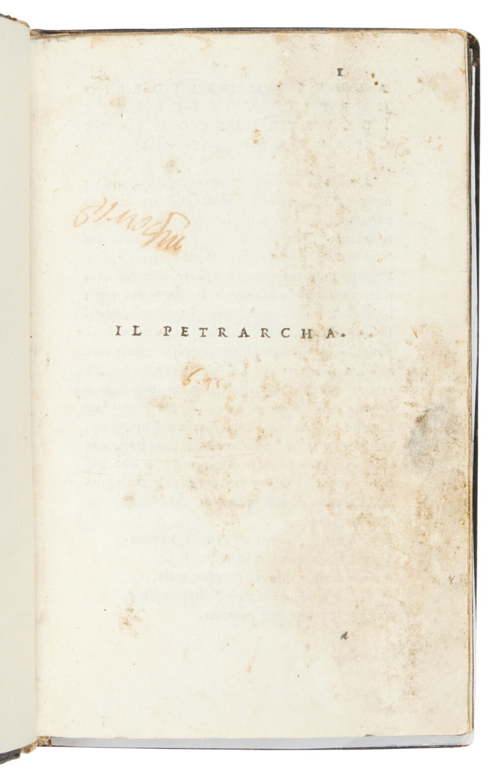 View full screen - View 1 of Lot 1294. Petrarca, Il Petrarcha, Venice, Aldo Manuzio, August 1514, contemporary Italian black goatskin, illuminated.