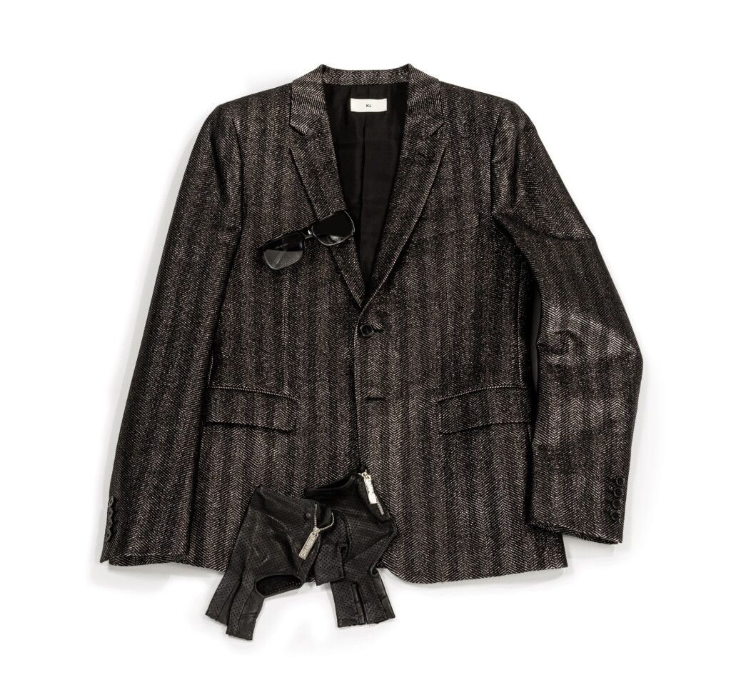 View full screen - View 1 of Lot 385. Black and Silver Wool Herringbone Jacket, crica 2000 | Veste à chevrons, circa 2000.