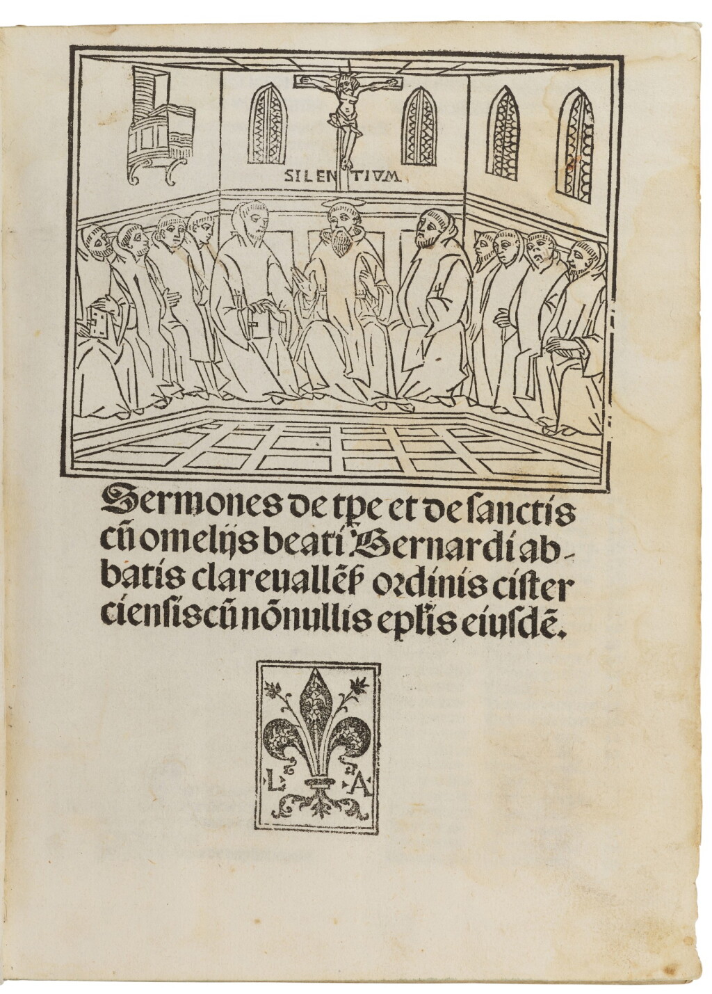View full screen - View 1 of Lot 41. Bernardus Claravallensis, Sermones de tempore, Venice, 1495, modern calf.