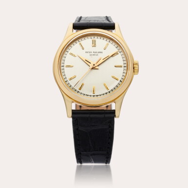 View full screen - View 1 of Lot 438. Reference 2508J Calatrava | A yellow gold wristwatch, Circa 1955.