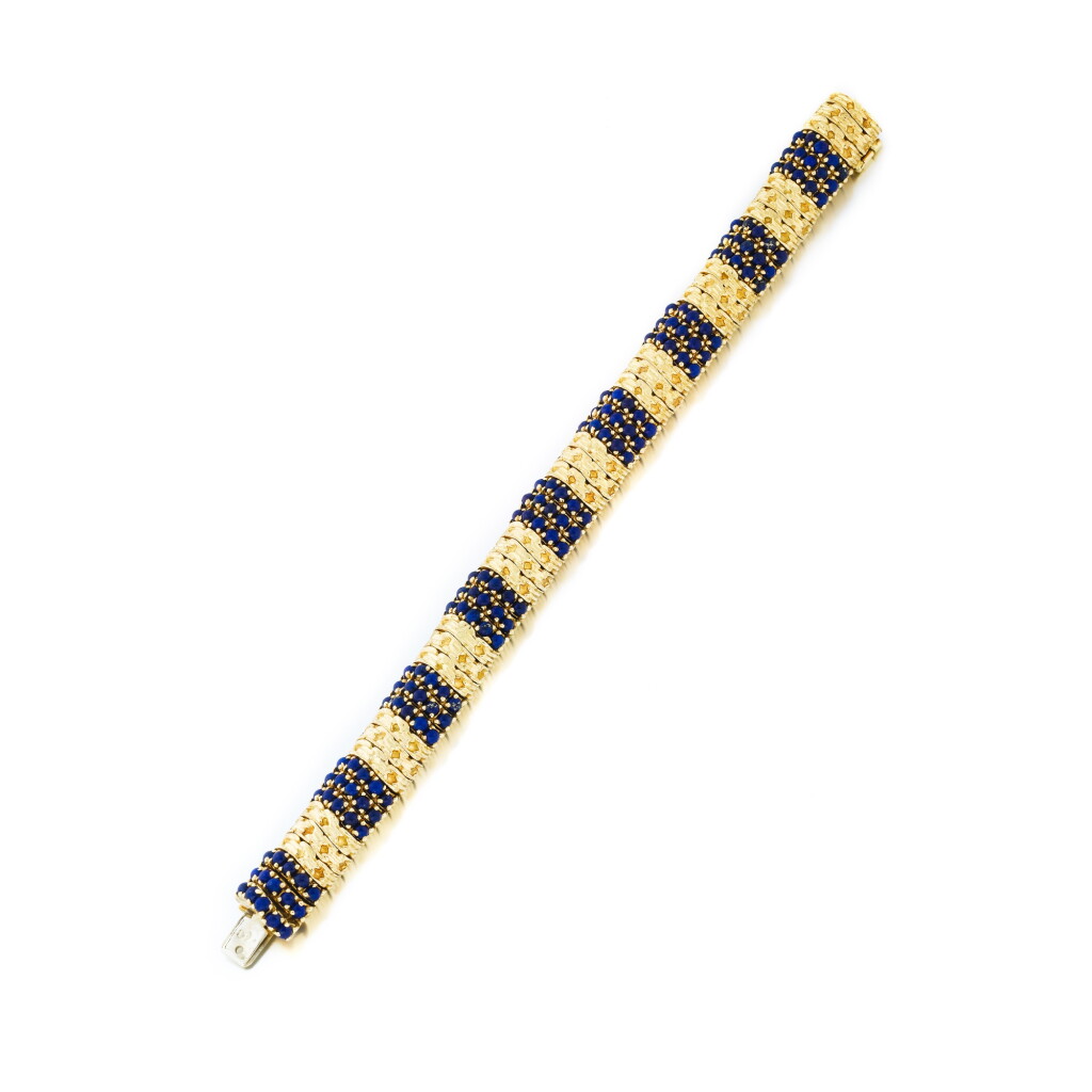 View full screen - View 1 of Lot 824. Gold and lapis lazuli bracelet.