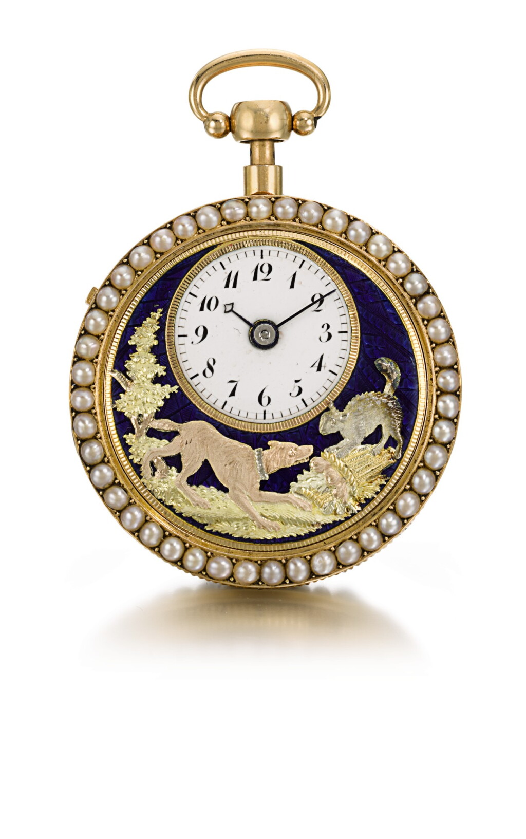 View full screen - View 1 of Lot 34. 'THE BARKING DOG' PIGUET & MEYLAN | A VERY FINE, RARE AND SMALL GOLD, ENAMEL AND PEARL-SET OPEN-FACED QUARTER REPEATING AUTOMATON WATCH MADE FOR THE CHINESE MARKET CIRCA 1810, NO. 277.