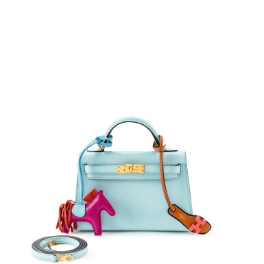 View full screen - View 1 of Lot 649. Bleu Zéphyr Epsom Mini Kelly II 20 Gold Hardware, 2020.