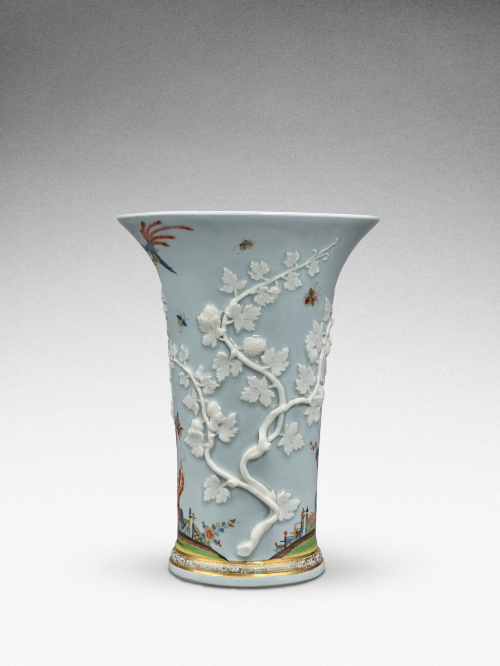 An extremely rare Meissen blue-tinted beaker vase, Circa 1727-30