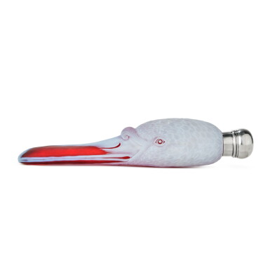 View full screen - View 1 of Lot 294. A Silver-Mounted Thomas Webb and Sons Red Cameo Glass Swan's Head Scent Bottle, Circa 1885.
