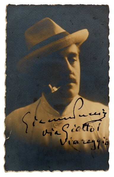View full screen - View 1 of Lot 71. G. Puccini. Six autograph letters and postcards signed, one with a photograph signed, 1917-1918. .