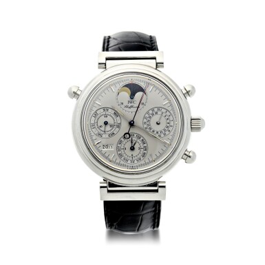 View full screen - View 1 of Lot 236. REFERENCE 3751 DA VINCI PERPETUAL RATTRAPANTE A LIMITED EDITION PLATINUM AUTOMATIC PERPETUAL CALENDAR SPLIT SECONDS CHRONOGRAPH WRISTWATCH WITH MOON PHASES AND YEAR DISPLAY, CIRCA 1998.