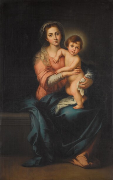View full screen - View 1 of Lot 89. LOUIS PISANI, 19TH CENTURY, AFTER BARTOLOMÉ ESTEBÁN MURILLO | THE VIRGIN AND CHILD.