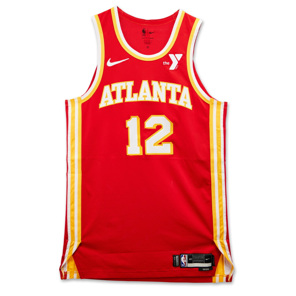 View full screen - View 1 of Lot 100. De'Andre Hunter Atlanta Hawks 2024-2025 Kia NBA Tip-Off Game Worn Icon Edition Jersey .
