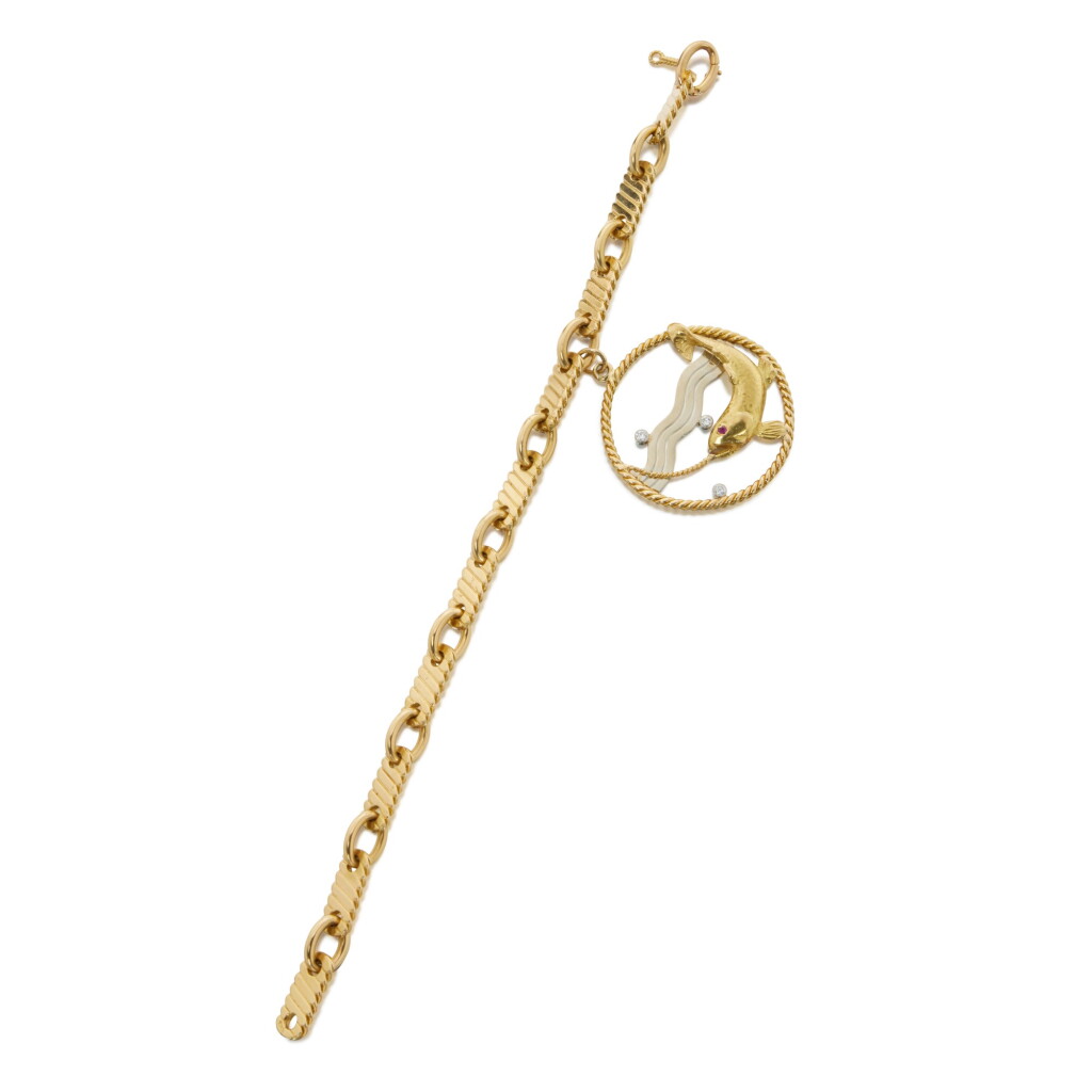 View full screen - View 1 of Lot 571. Gold Charm Bracelet.