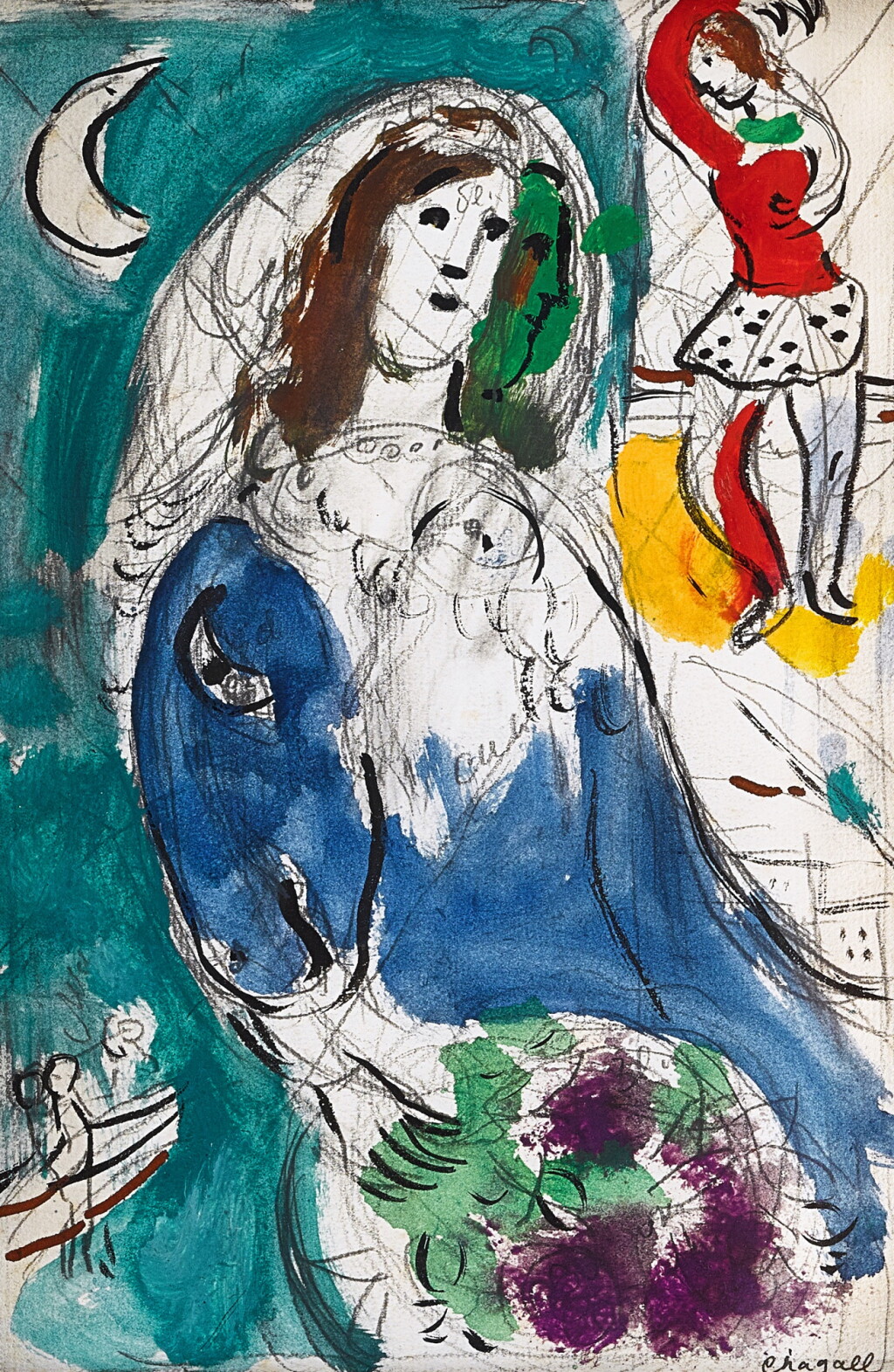 View full screen - View 1 of Lot 141. Marc Chagall 馬克 · 夏加爾 | Bella au bouquet de lilas 捧著丁香花的貝拉.