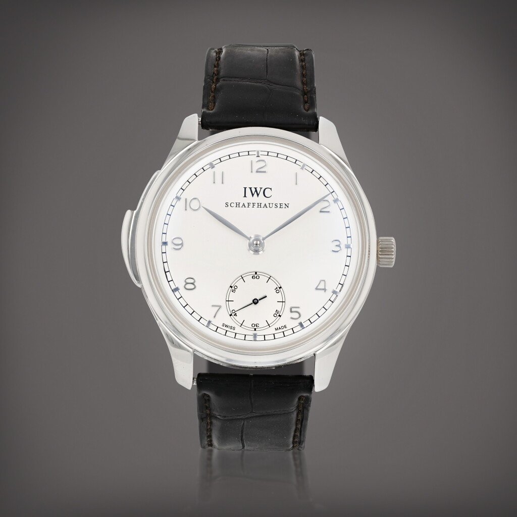 View full screen - View 1 of Lot 117. Portugieser minute repeater, limited edition, reference IWC544901 Montre bracelet en platine avec répétition minutes | Platinum minute repeater wristwatch Vers 2015| Circa 2015.