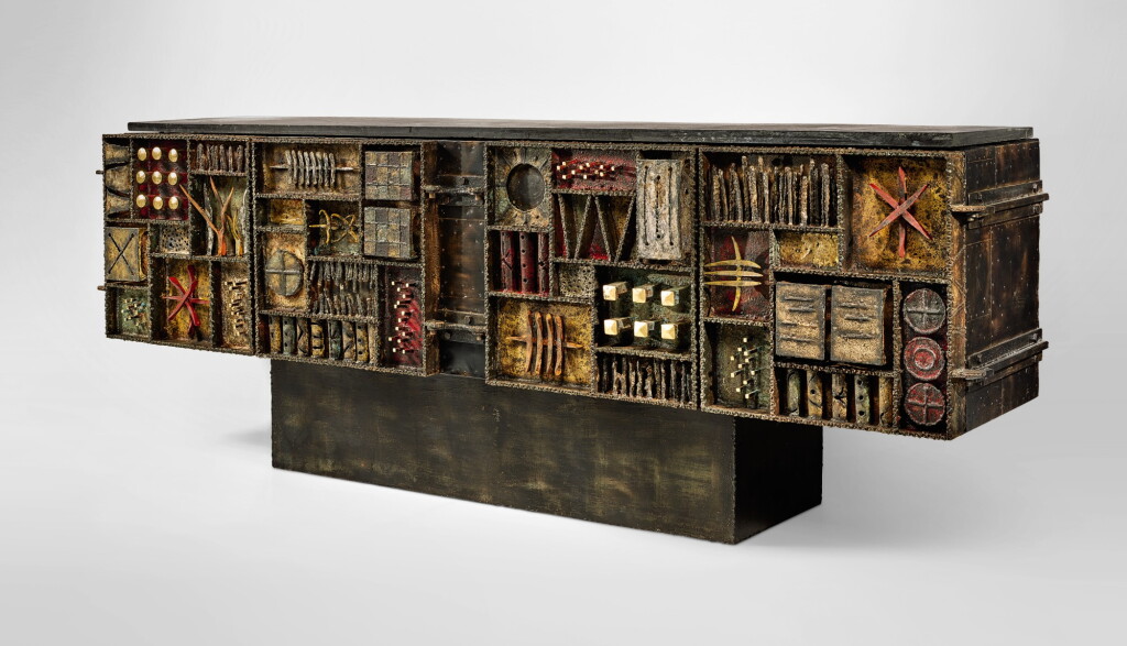 View full screen - View 1 of Lot 310. PAUL EVANS | "SCULPTURE FRONT" SIDEBOARD.