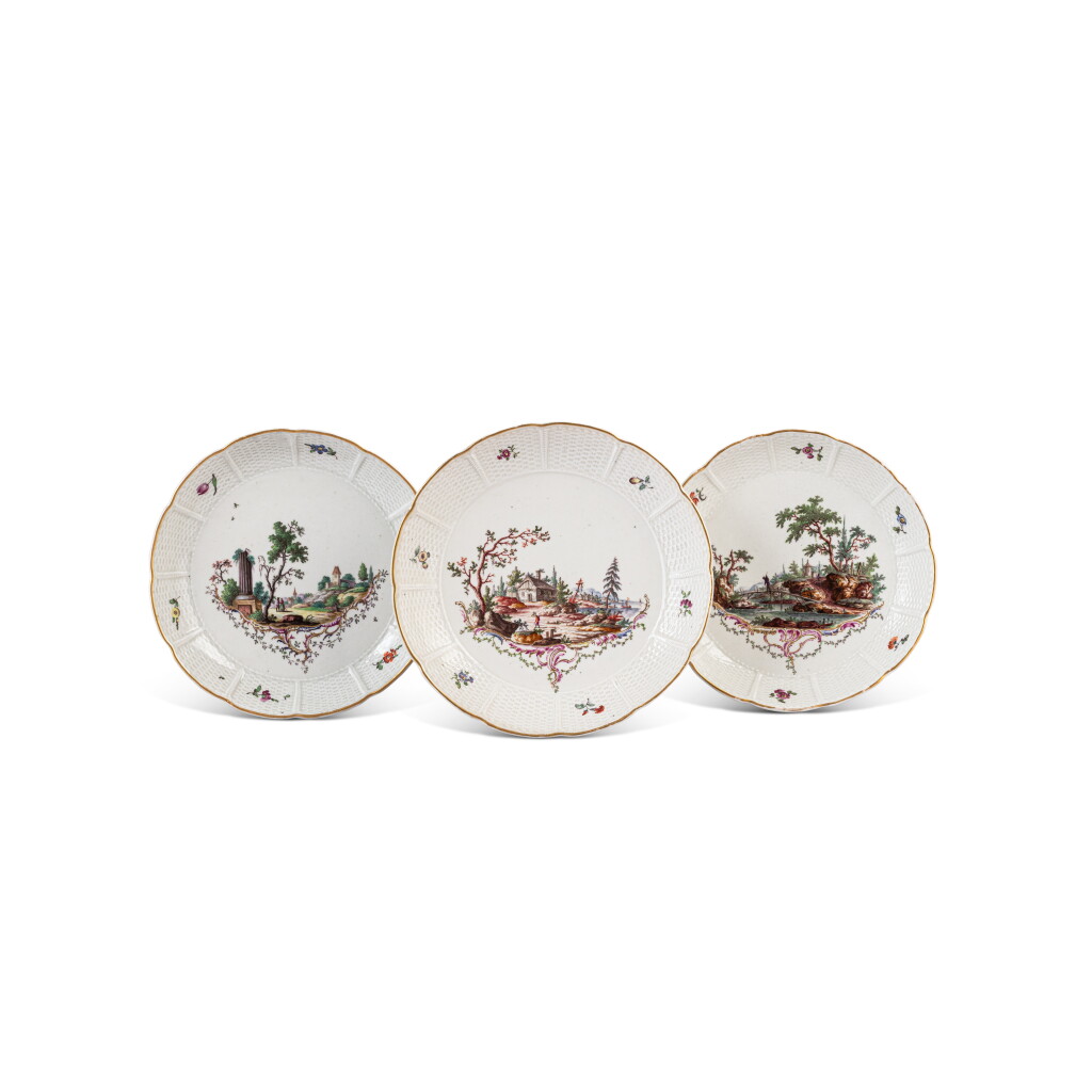 View full screen - View 1 of Lot 736. Three Ludwigsburg porcelain circular dishes, circa 1765-70.