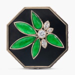 Jadeite, Lacquer, Ruby and Diamond Brooch