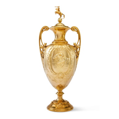 View full screen - View 1 of Lot 15. An American 18 Karat Gold Horse Racing Trophy, Mappin & Webb, Sheffield, 1927.