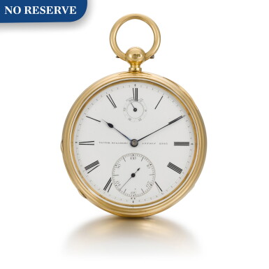 View full screen - View 1 of Lot 238. VICTOR KULLBERG | A GOLD OPEN-FACED WATCH WITH UP-AND-DOWN INDICATION 1875, NO. 2993.