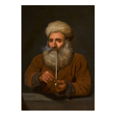 全萤幕检视 - 查看24ATTRIBUTED TO MICHAEL SWEERTS | OLD MAN SMOKING A PIPE, WEARING A TURBAN, HALF-LENGTH的1