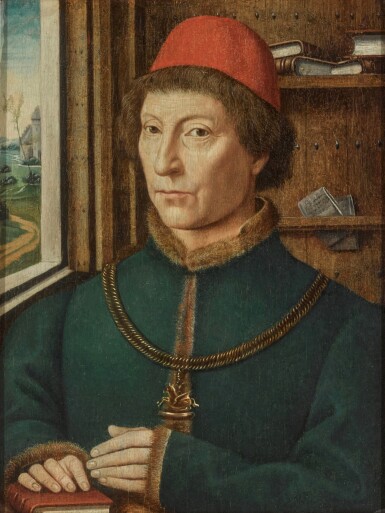 View full screen - View 1 of Lot 11. Portrait of a man in a red hat.